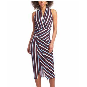 RACHEL RACHEL ROY Womens Navy Sleeveless Midi Party Faux Wrap Dress M